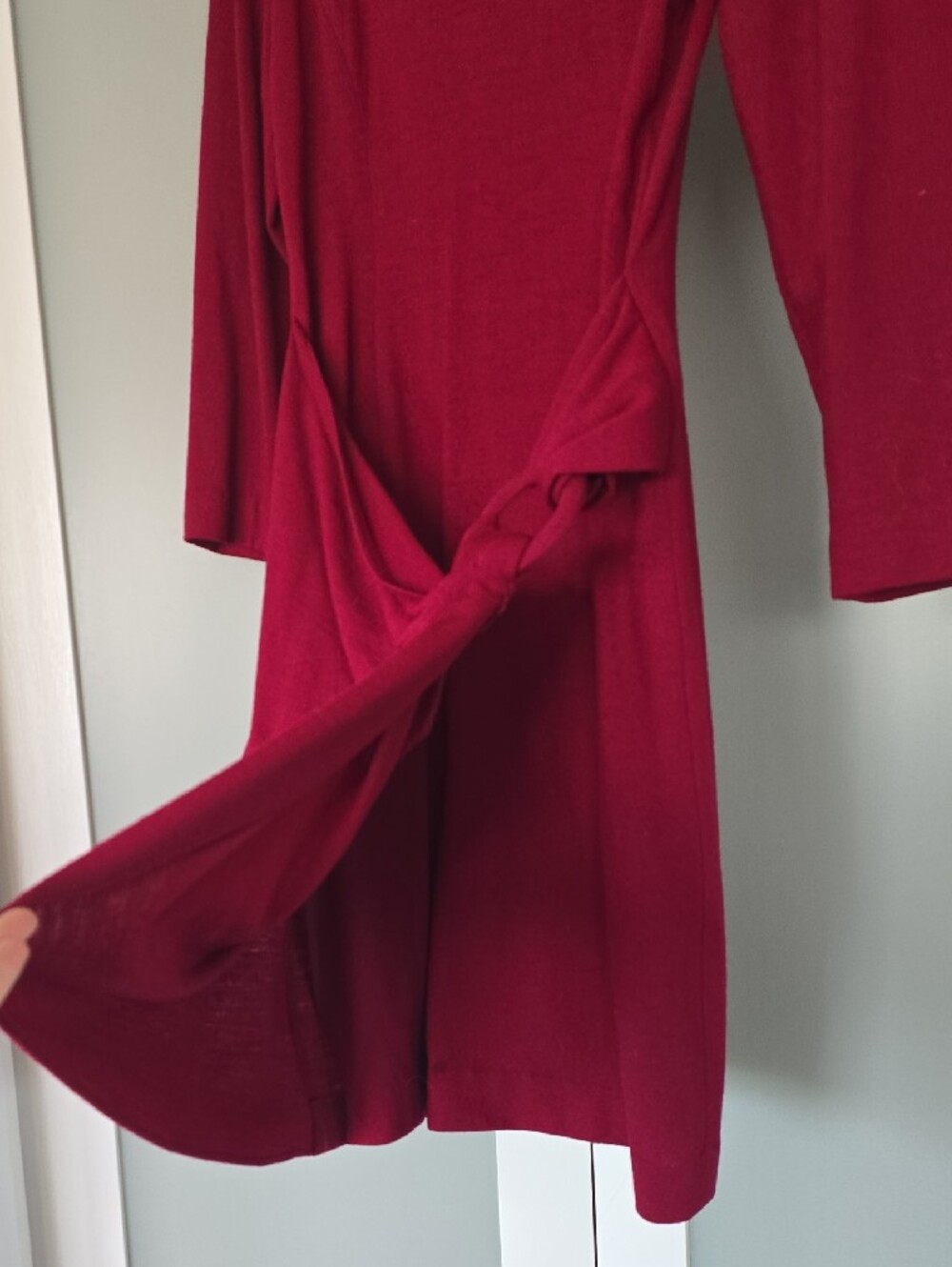 Vintage Tahari Petite 8 100% New Wool Mock Neck Draped Ring Dress - Made in USA - Picture 4 of 10